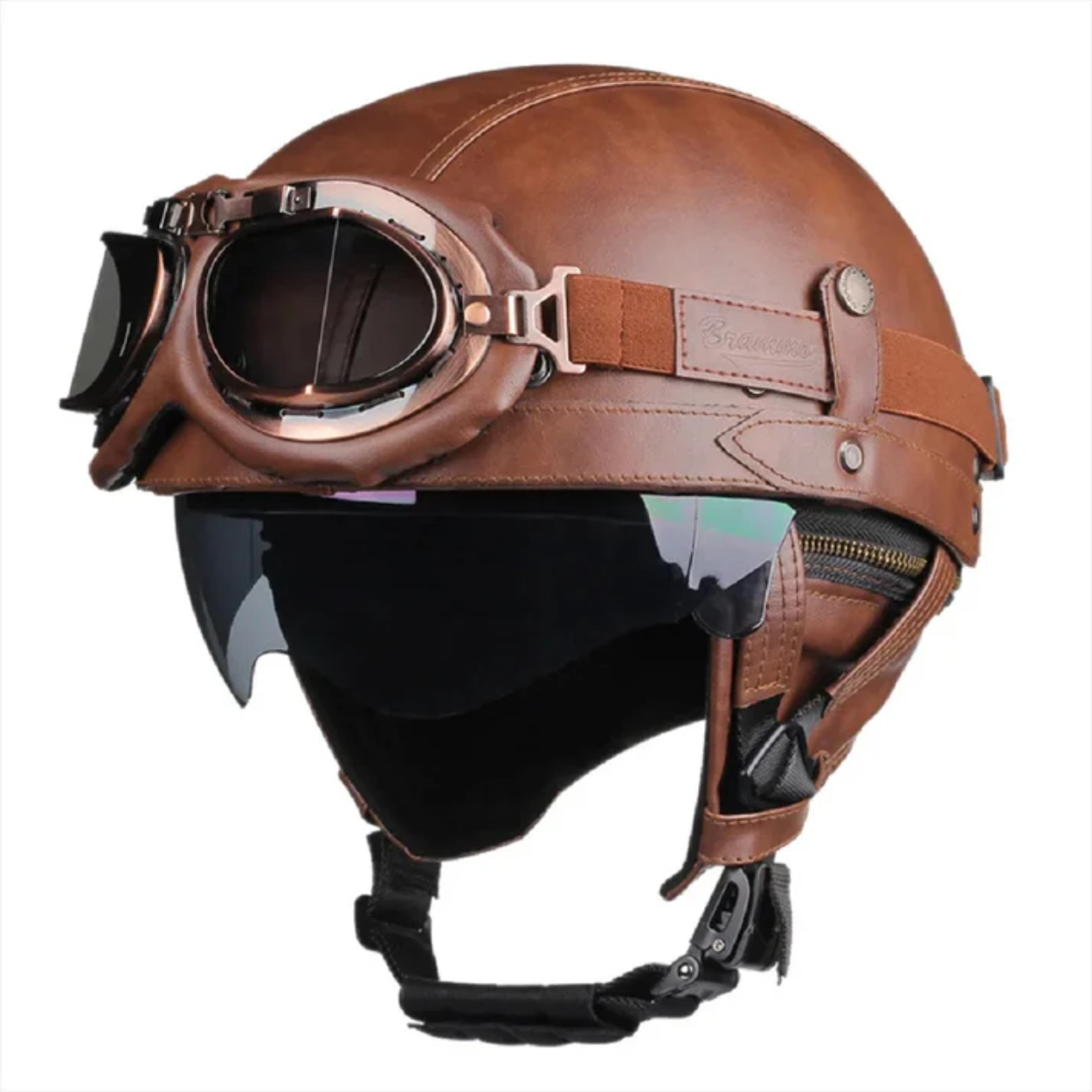 Casco Moto Demi-Jet Vintage Nero