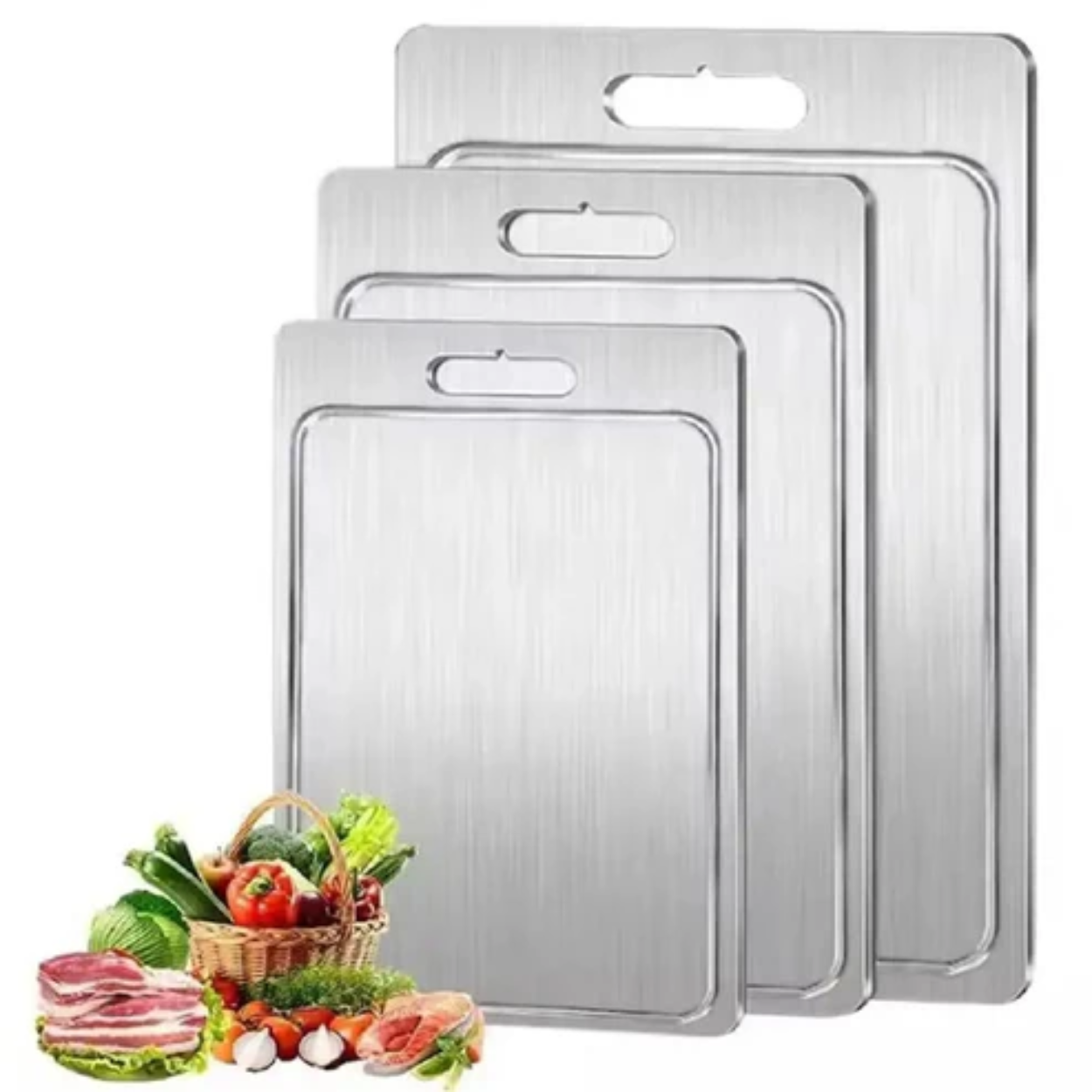 Tagliere da Cucina in Acciaio Inox Doppia Faccia Igienico