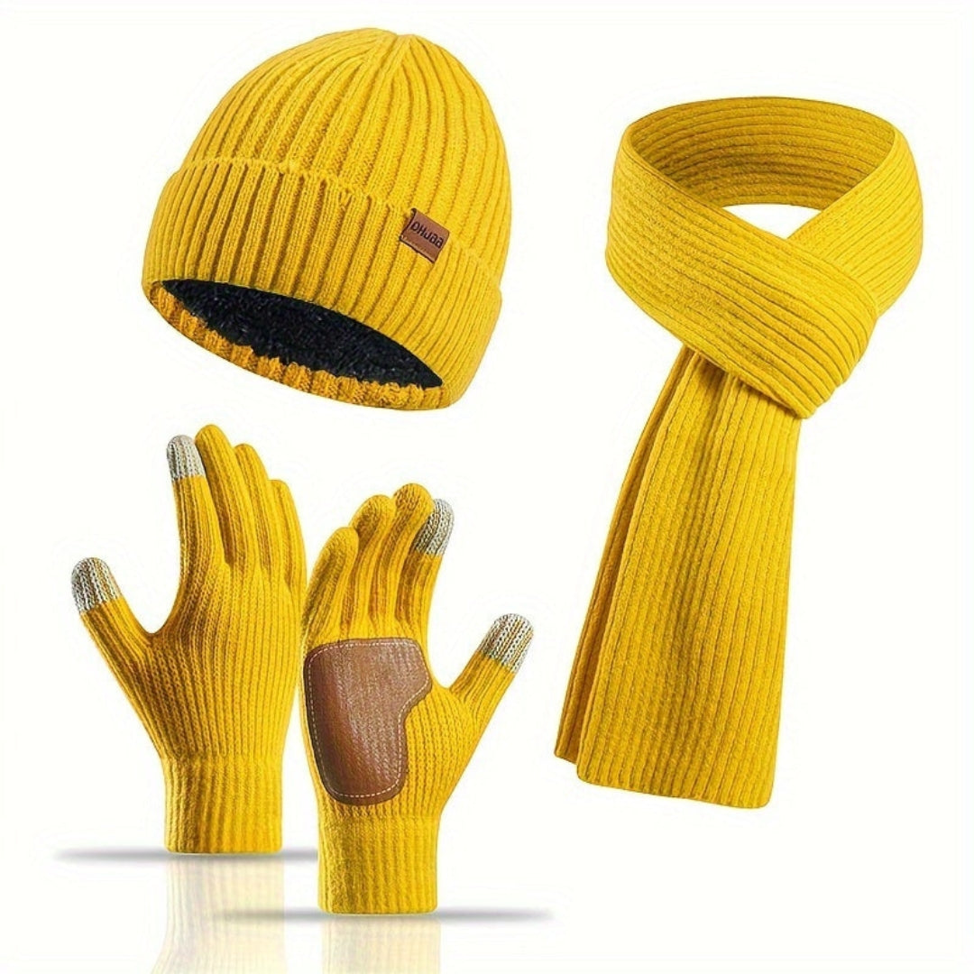 Set invernale lavorato a maglia 3 pezzi caldo e confortevole