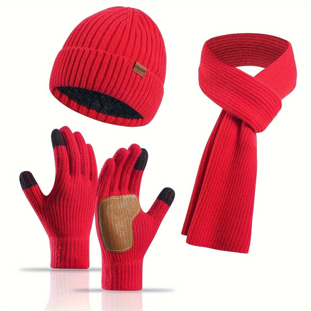Set invernale lavorato a maglia 3 pezzi caldo e confortevole