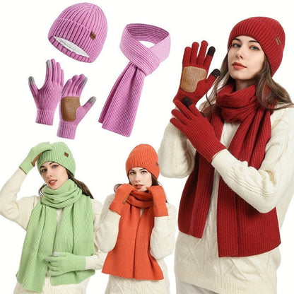 Set invernale lavorato a maglia 3 pezzi caldo e confortevole