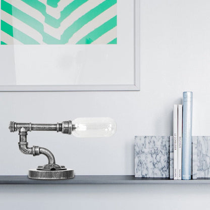 Lampada da Tavolo Elegante in Vetro Trasparente con Paralume Rotondo