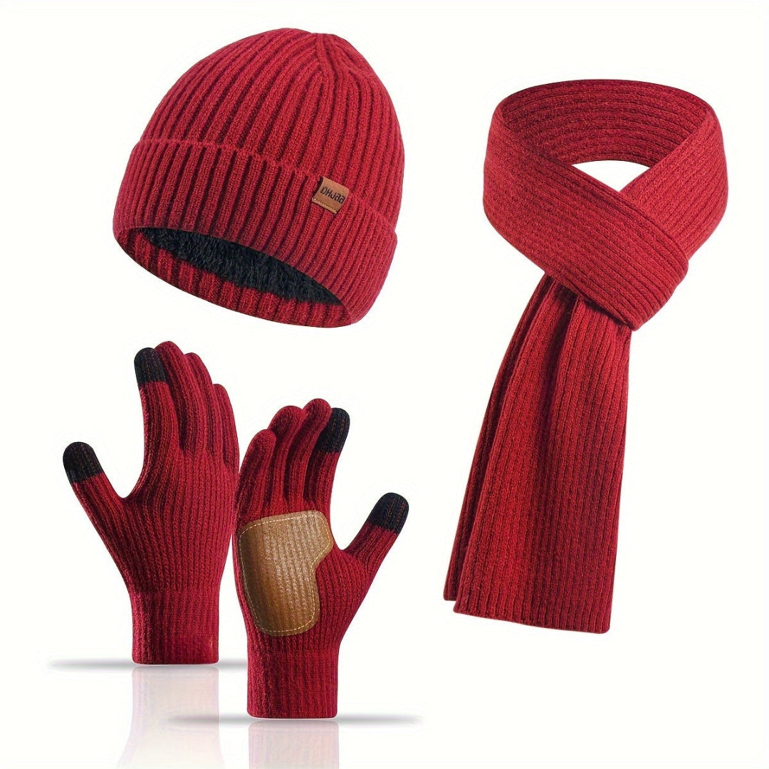 Set invernale lavorato a maglia 3 pezzi caldo e confortevole