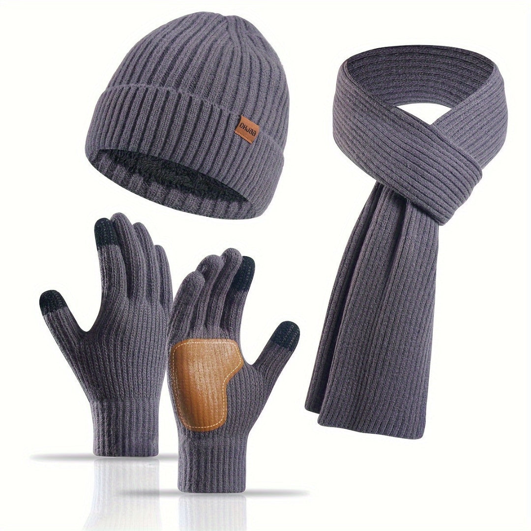 Set invernale lavorato a maglia 3 pezzi caldo e confortevole