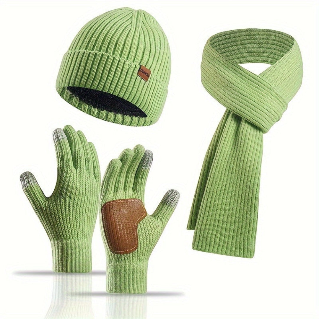 Set invernale lavorato a maglia 3 pezzi caldo e confortevole
