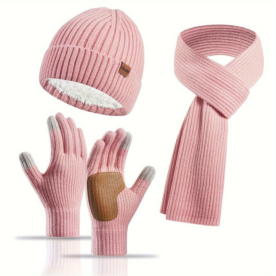 Set invernale lavorato a maglia 3 pezzi caldo e confortevole