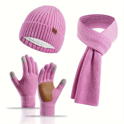 Set invernale lavorato a maglia 3 pezzi caldo e confortevole