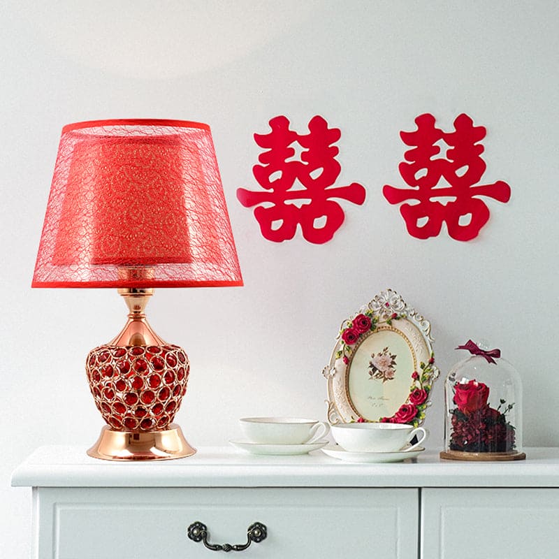 Lampada da Comodino Elegante a Forma di Urna con Paralume Doppio