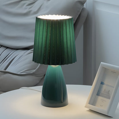 Lampada da Tavolo Elegante in Tessuto con Base in Vetro e Presa USB