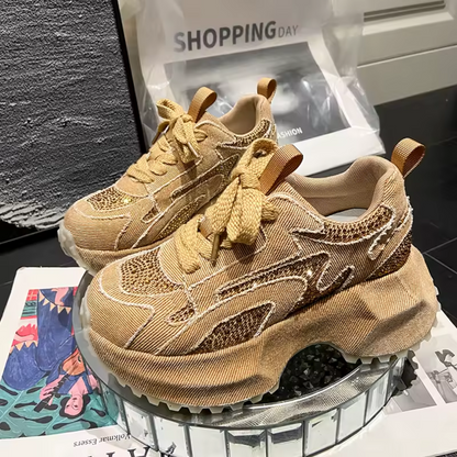 Sneakers Donna Chunky con Paillettes Glamour