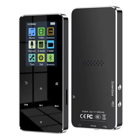 Lettore MP3 Bluetooth con schermo HD da 2,4 pollici, radio FM e altoparlante integrato