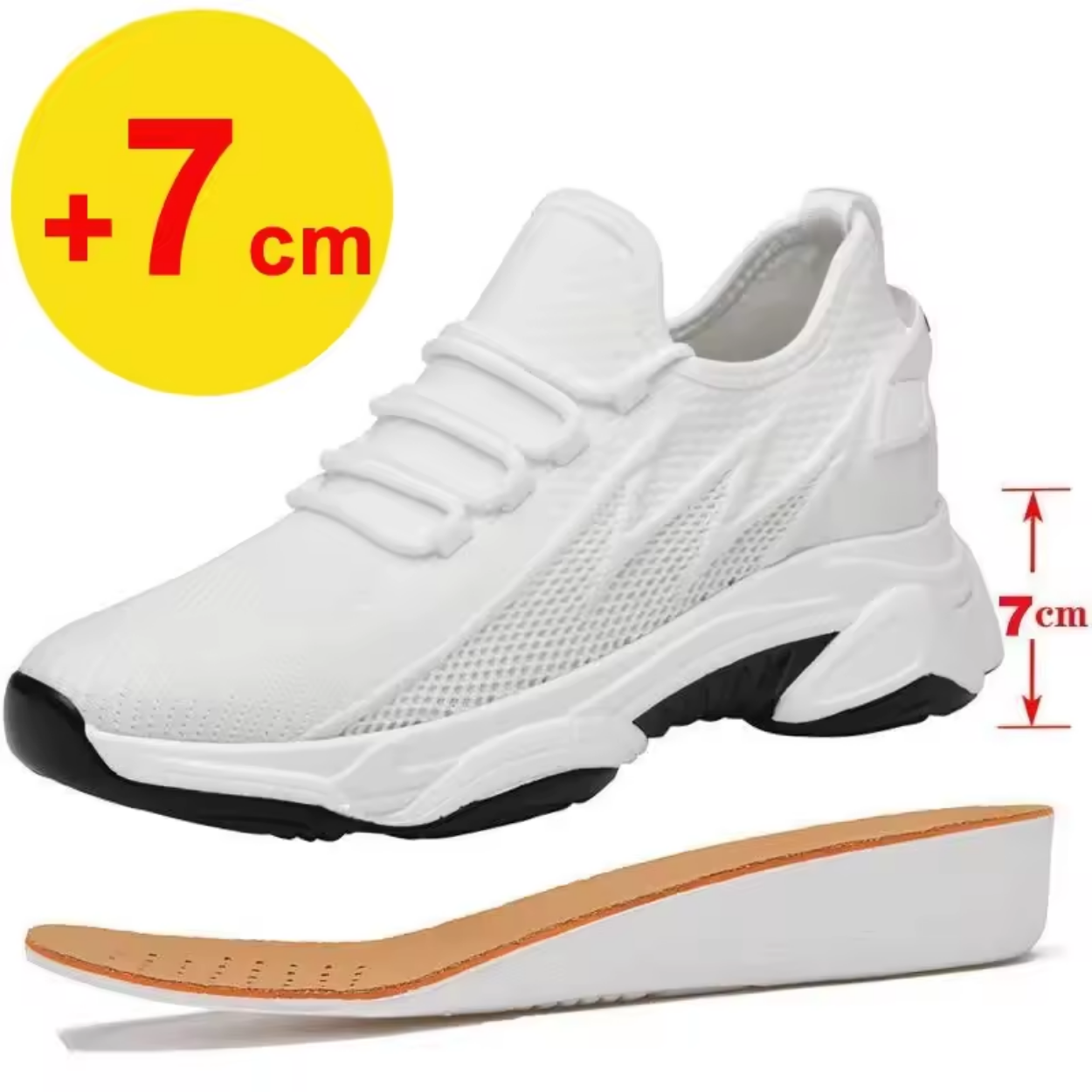 Scarpe Sportive con Rialzo Discreto +7 cm