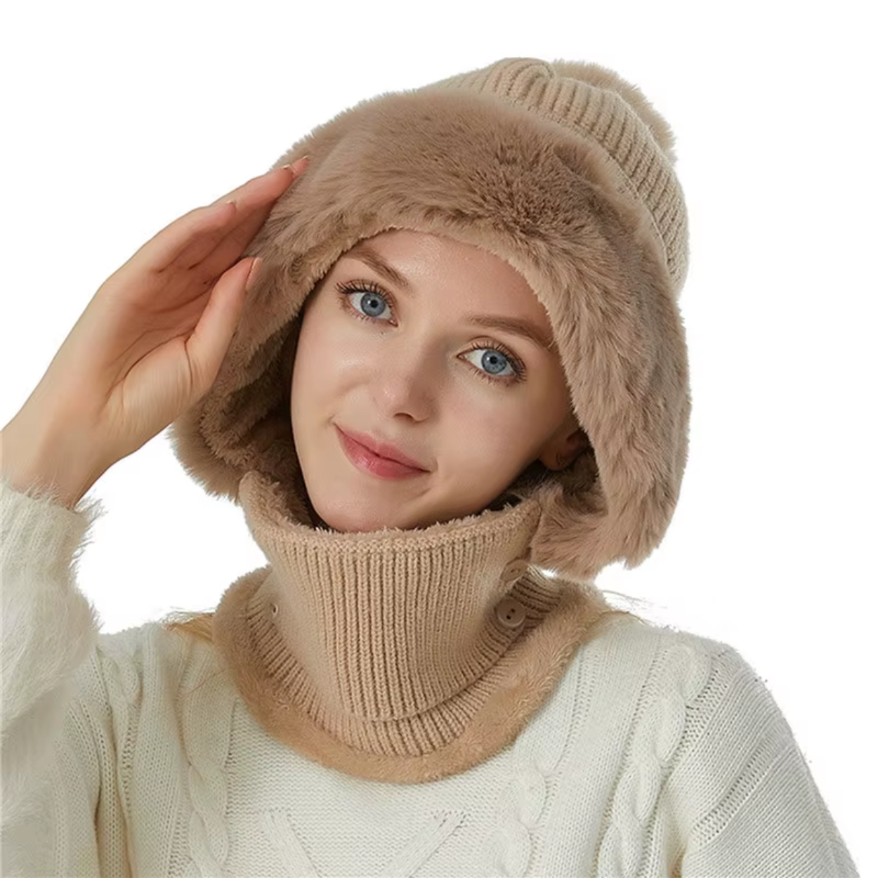 Cappello Sciarpa in Pile 2 in 1 Morbido e Caldo