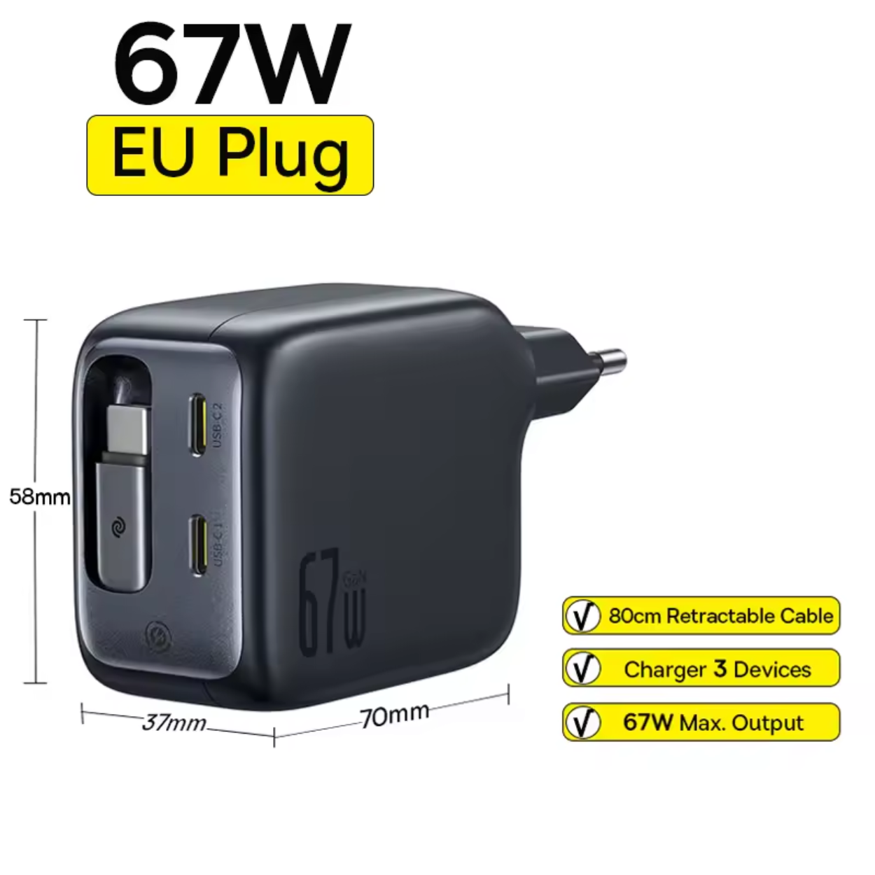 Caricatore USB-C 67W Veloce e Intelligente