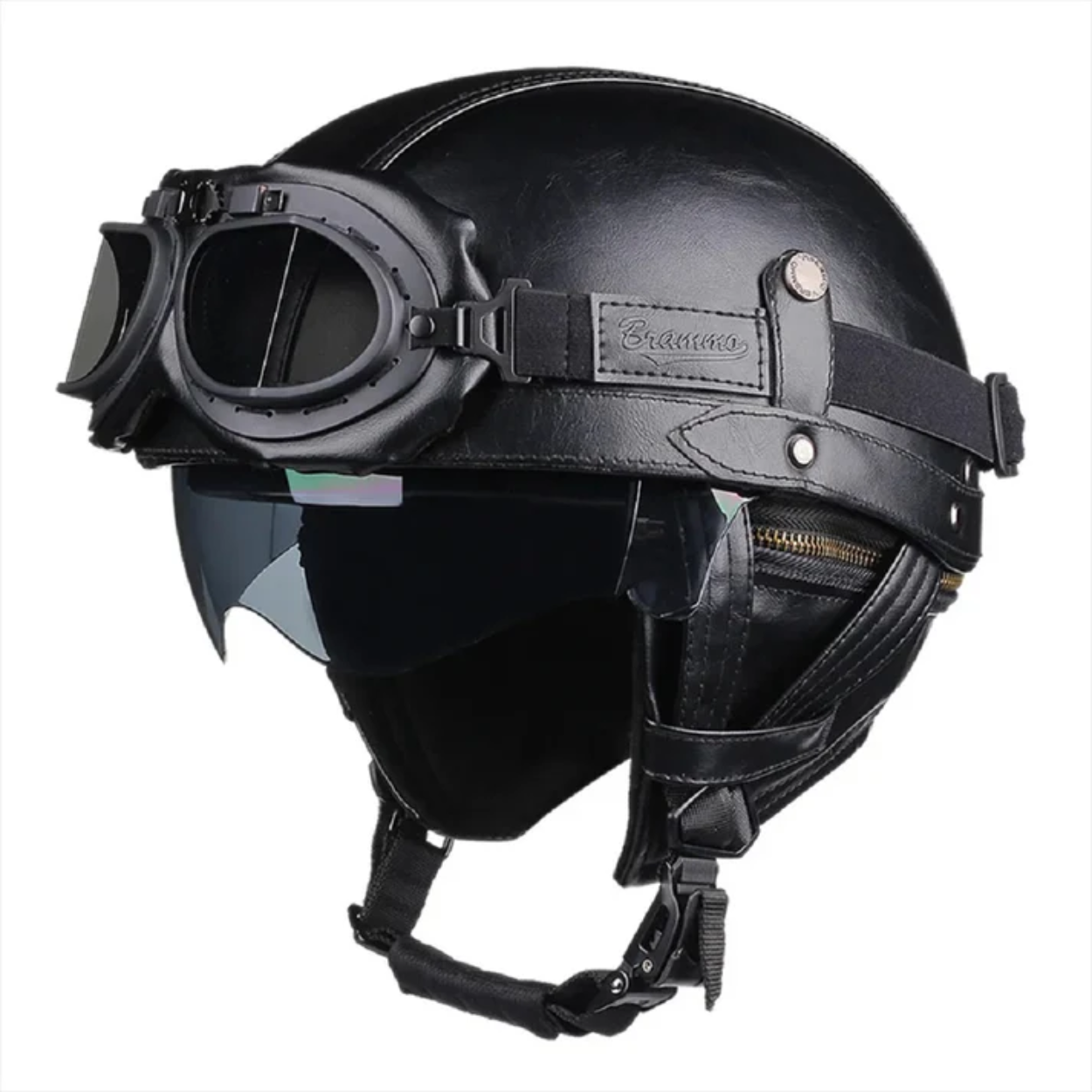 Casco Moto Demi-Jet Vintage Nero