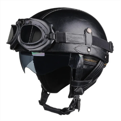 Casco Moto Demi-Jet Vintage Nero