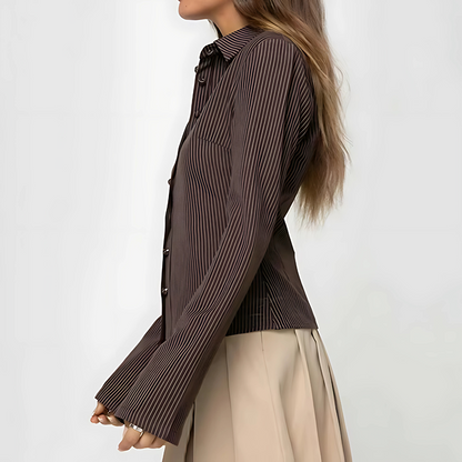 Camicia a Righe Marrone Elegante da Donna