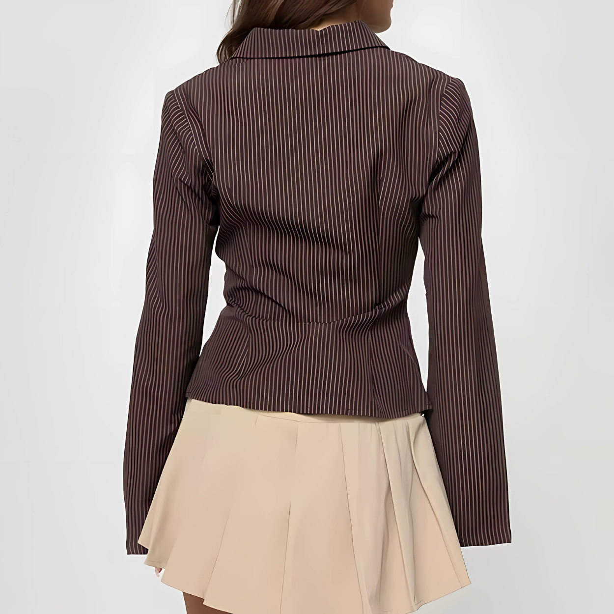 Camicia a Righe Marrone Elegante da Donna