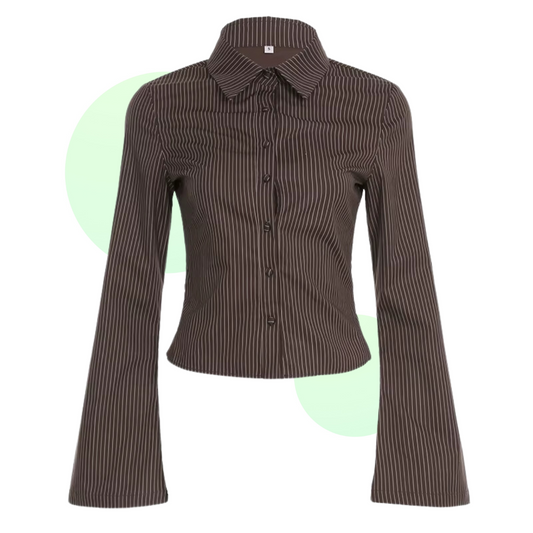 Chemisier à Rayures Brun Femme Élégant - Marcherelle