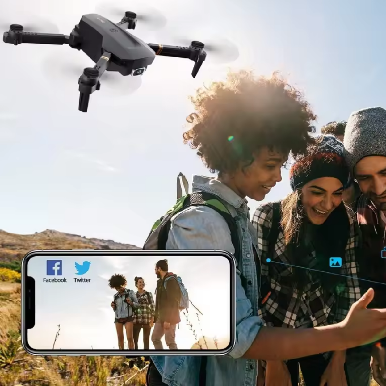 Drone 4K WiFi Doppia Ottica Grandangolare Stabilizzato