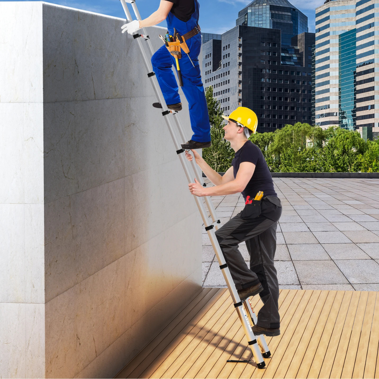 Scala Telescopica Robusta in Acciaio per Lavoro