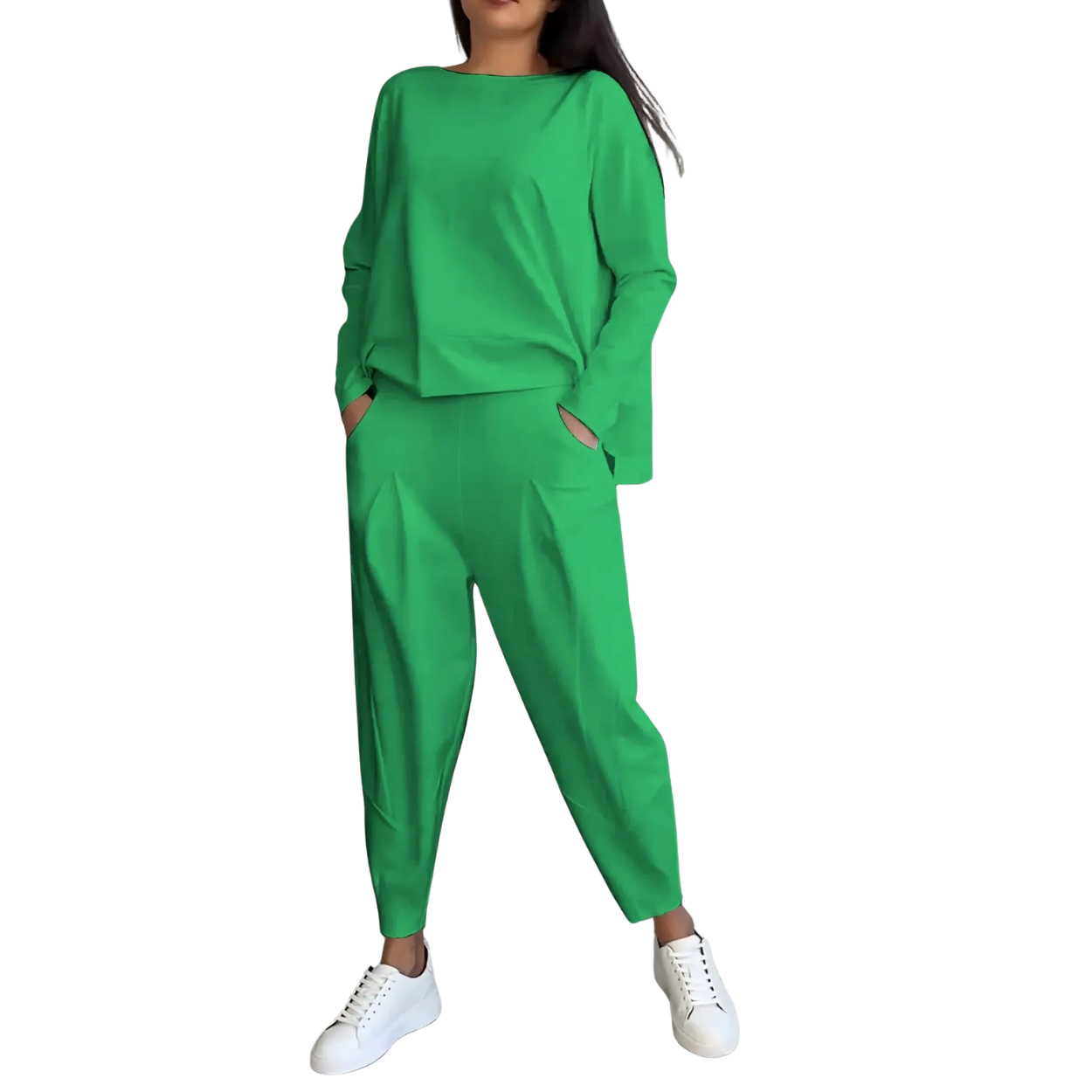 Completo Donna Casual 2 Pezzi Felpa e Pantaloni a Vita Alta