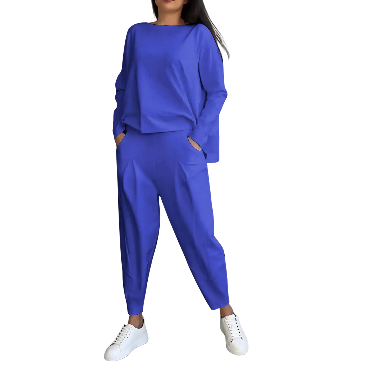 Completo Donna Casual 2 Pezzi Felpa e Pantaloni a Vita Alta
