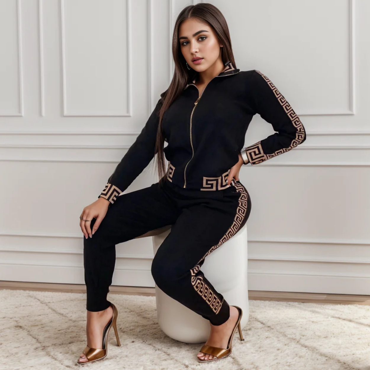 Completo Tuta Casual con Motivo Greco Elegante