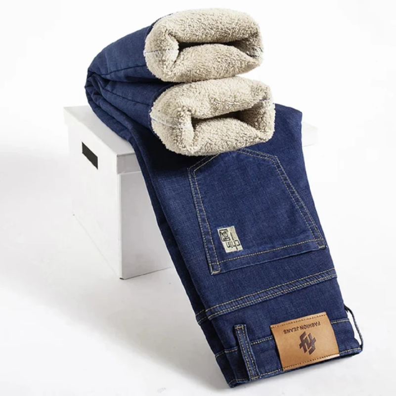 Jeans Uomo Invernali Foderati in Pile Caldi e Confortevoli