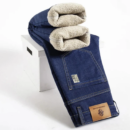 Jeans Uomo Invernali Foderati in Pile Caldi e Confortevoli