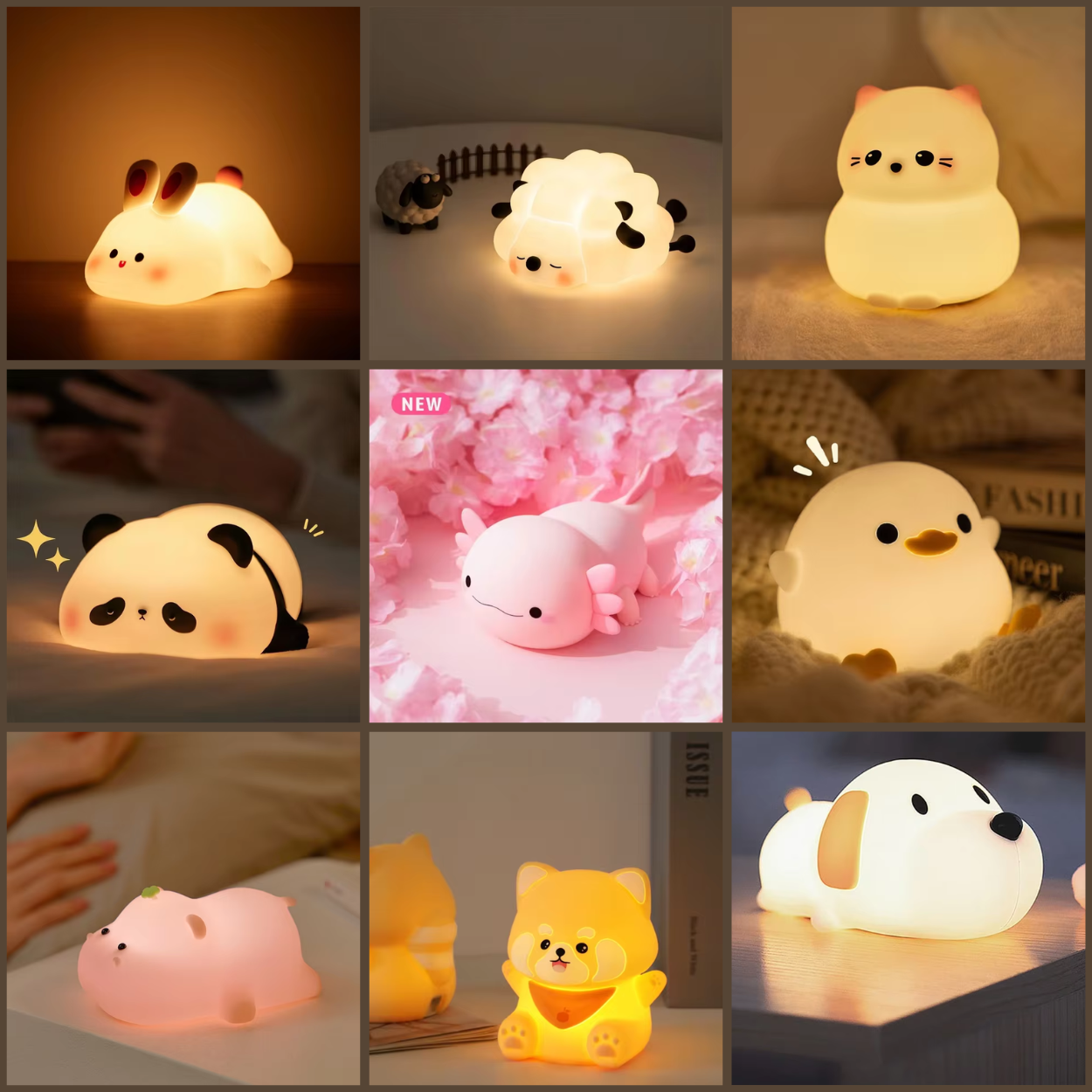 Lampada Notturna in Silicone con Animali Colorati