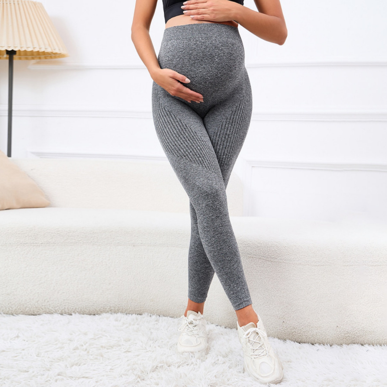 Leggings Premaman Elasticizzati con Supporto Addominale ed Effetto Snellente