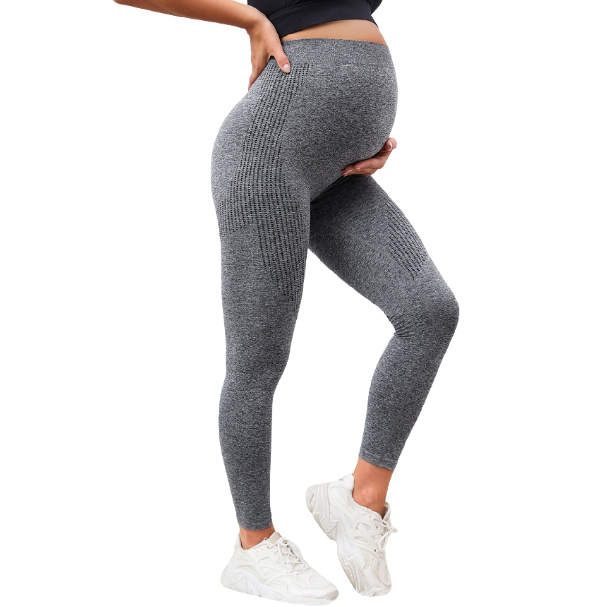 Leggings Premaman Elasticizzati con Supporto Addominale ed Effetto Snellente