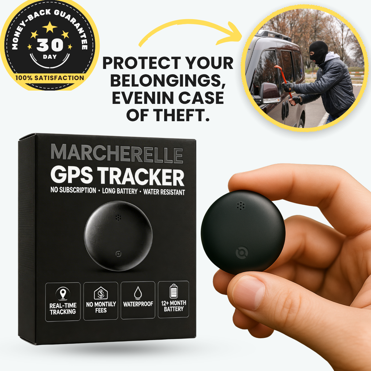 Marcherelle - GPS Tracker No Subscription Required | Works with Android & iOS