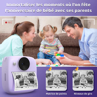 Marcherelle™ – Appareil Photo Enfant Instantané 1080p avec Carte 32Go Incluse