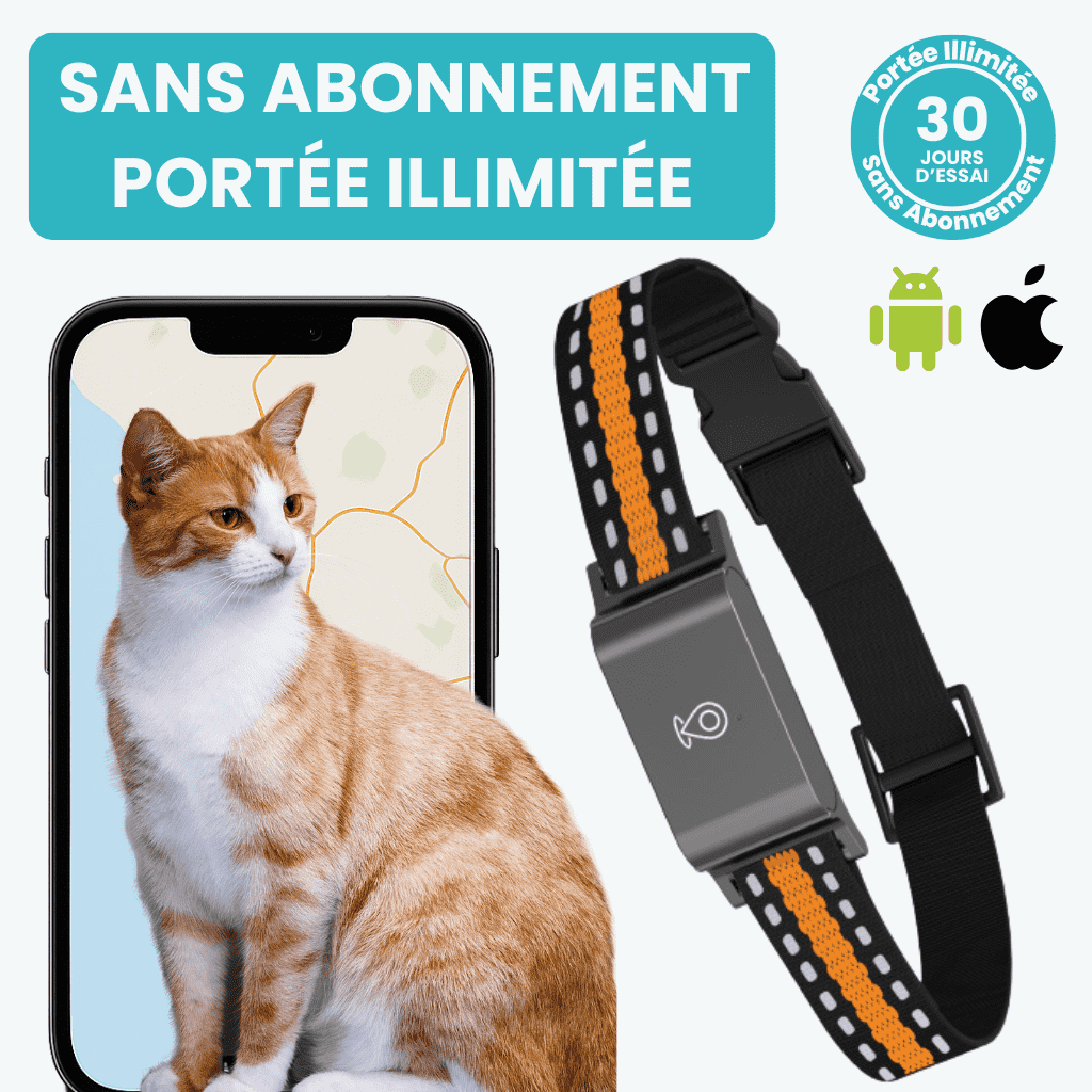 Marcherelle™ – Collier GPS Chat Sans Abonnement Suivi Précis & Illimité