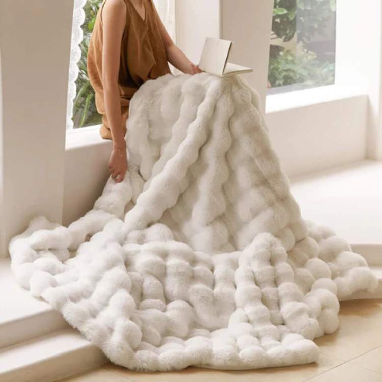 Marcherelle™ – Couverture Lestée en Fausse Fourrure Ultra Douce & Relaxante