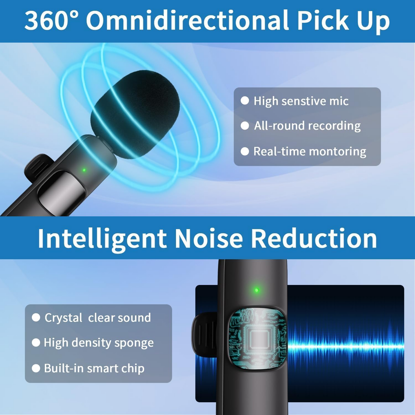 Marcherelle™ – Microphone Cravate Sans Fil Pour Enregistrement Clair Sur iPhone