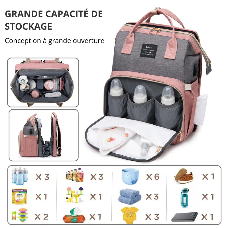 Marcherelle™ – Sac à Langer 3 en 1 avec Lit Bébé Intégré