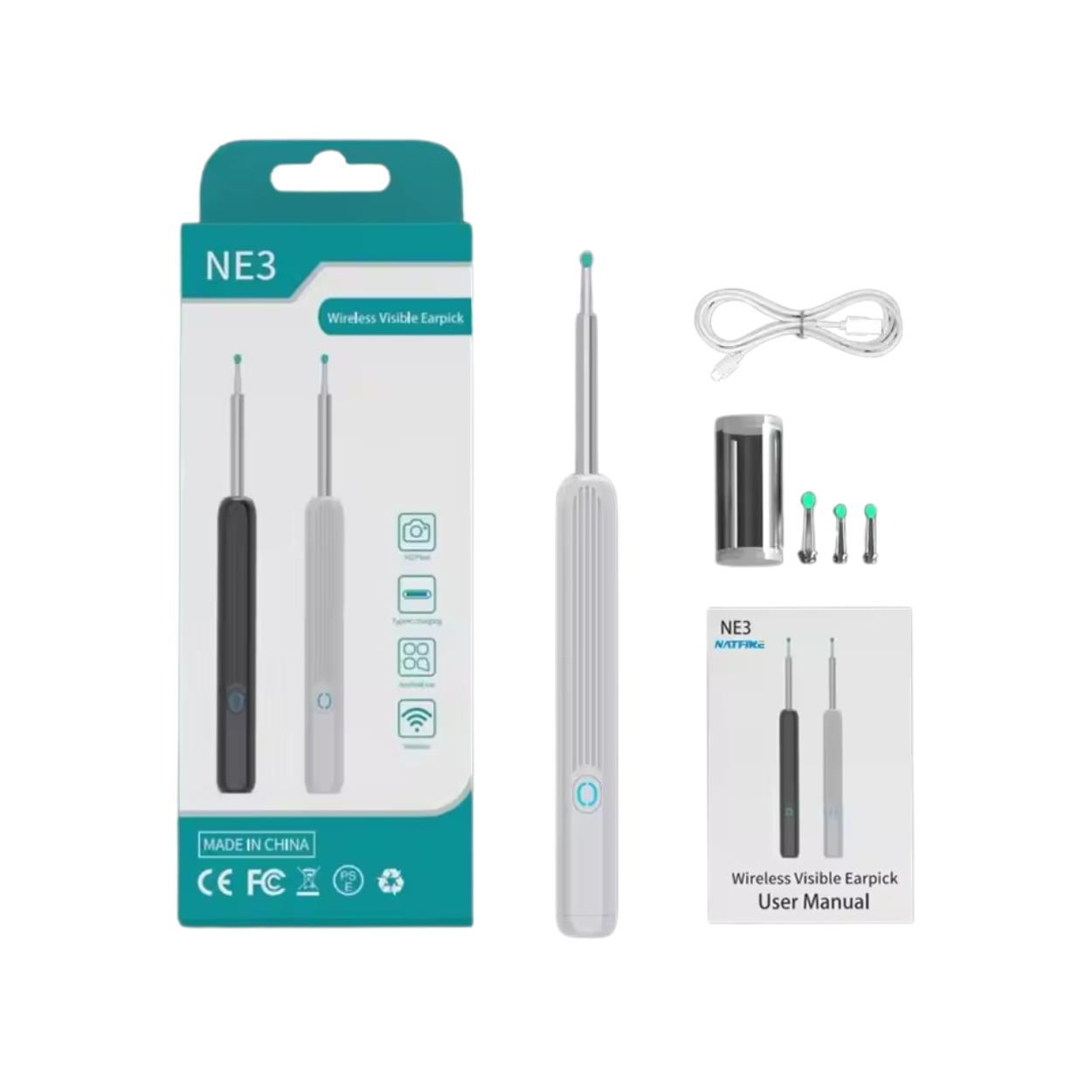 Otoscopio Ricaricabile con Schermo LED per Pulizia Precisa delle Orecchie