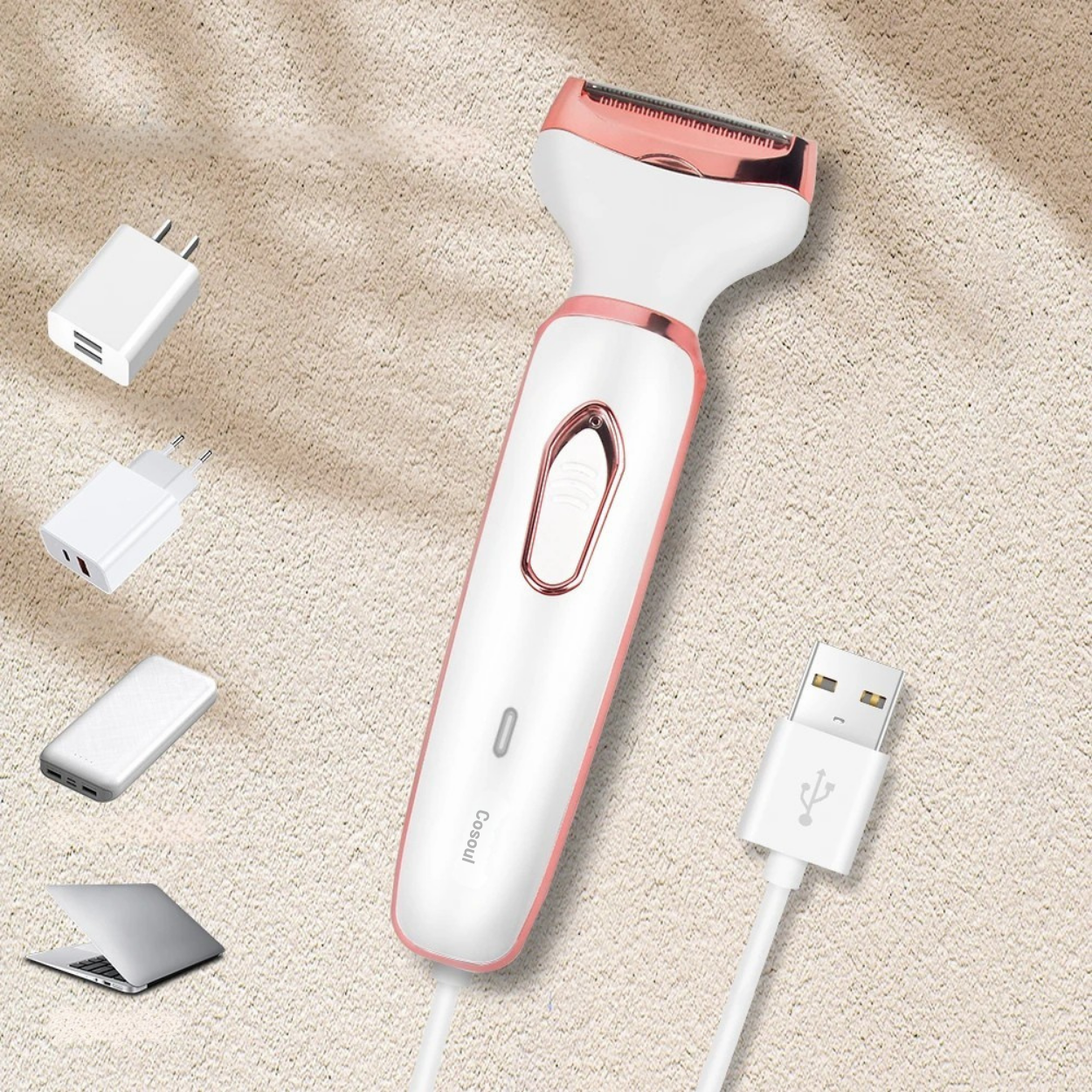 Rasoio Elettrico 4 in 1 con Pettine e Tagliacapelli