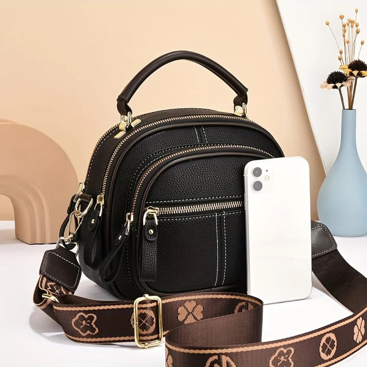 Borsa a Mano Elegante da Donna in Pelle con Tracolla