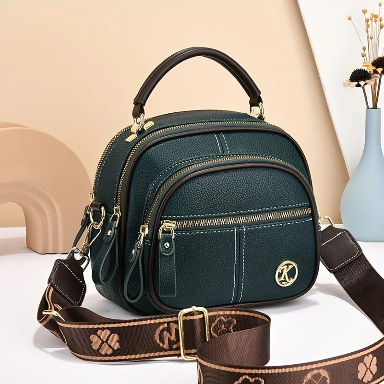 Borsa a Mano Elegante da Donna in Pelle con Tracolla