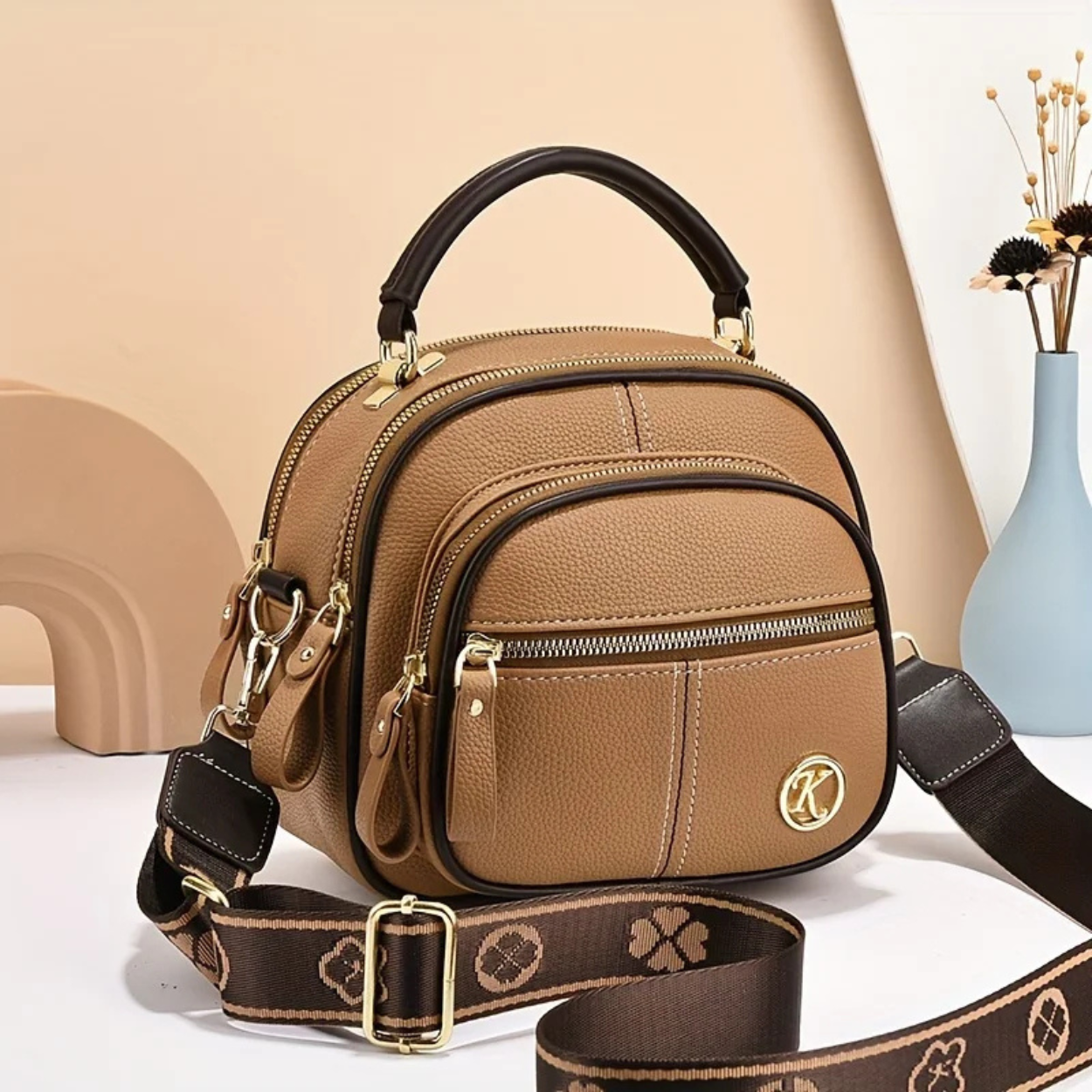 Borsa a Mano Elegante da Donna in Pelle con Tracolla