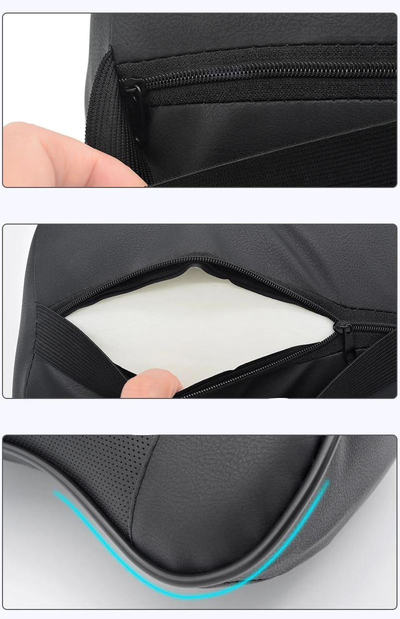 Cuscino per Sedile Auto in Pelle con Poggiatesta Regolabile