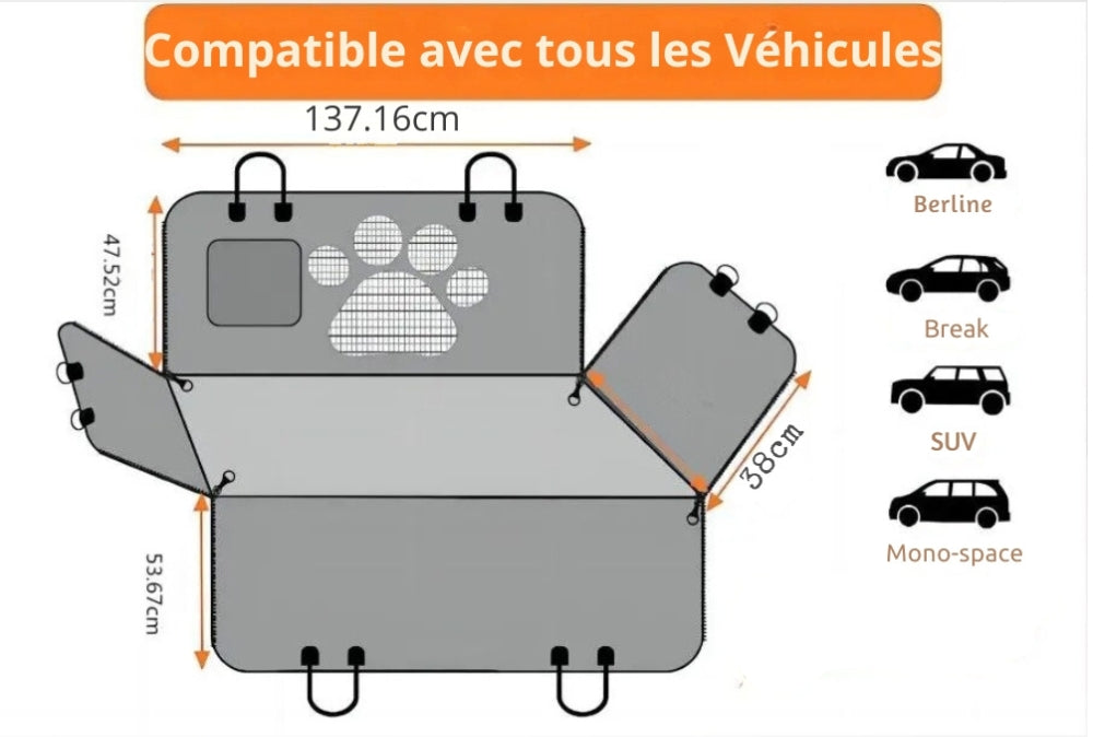 Copri sedile posteriore per cani protettivo e impermeabile