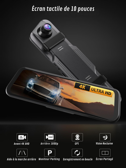 Specchietto Retrovisore con Telecamera 4K Anteriore/Posteriore con CarPlay e Registrazione