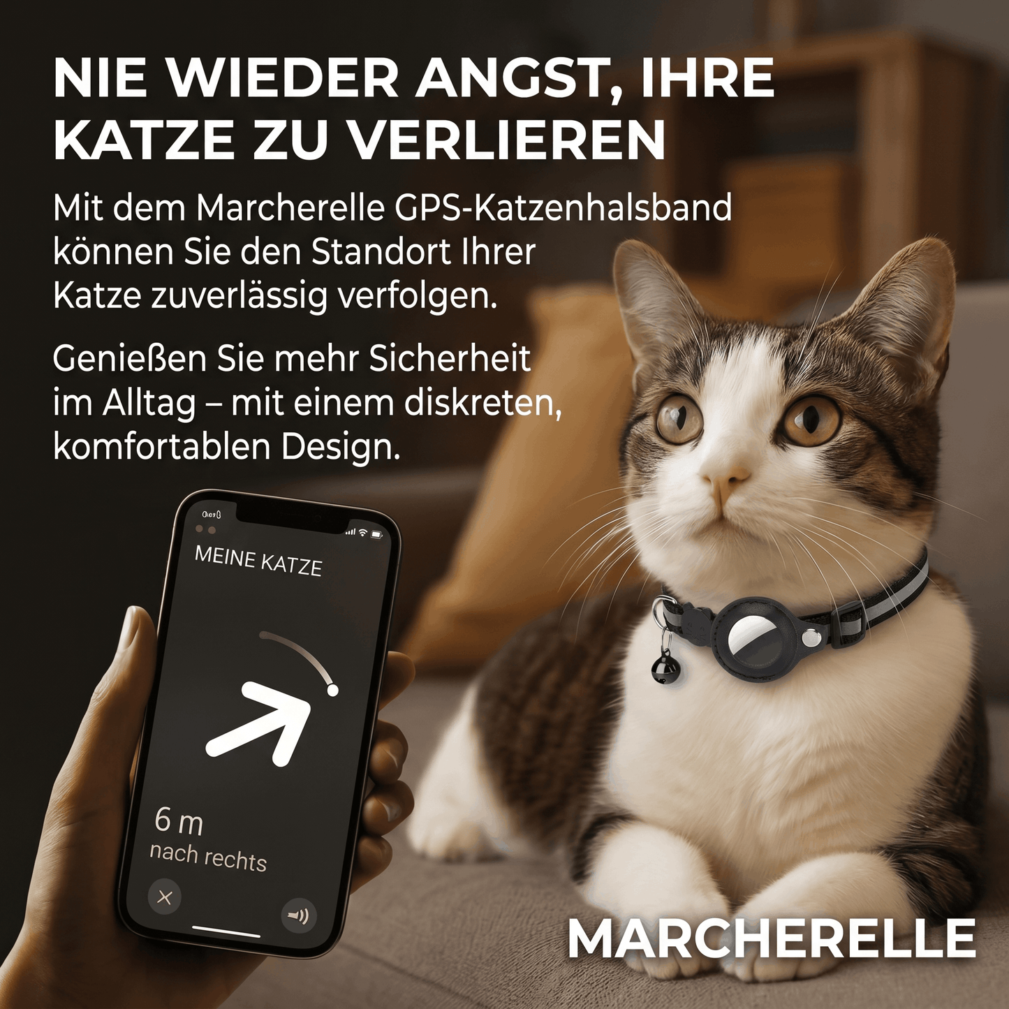 Macherelle™ – Collare GPS per Gatto Senza Abbonamento | Compatibile con iOS e Android