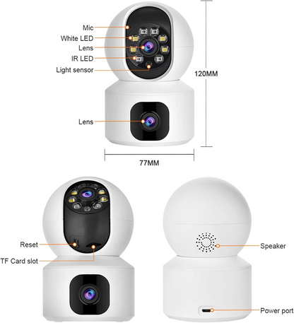 Marcherelle™ – Telecamera di Sicurezza WiFi a Doppio Obiettivo Visione HD