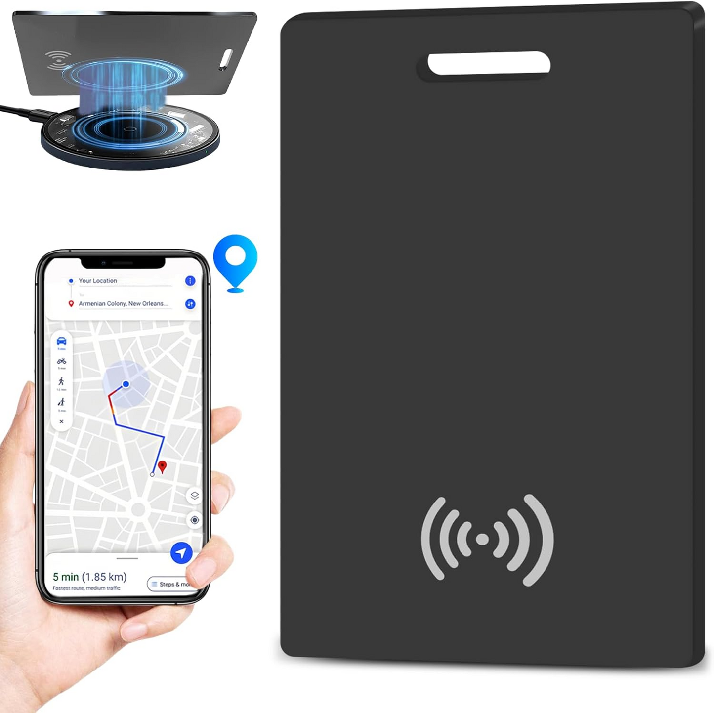 Marcherelle™ – Carta di Monitoraggio Portafoglio Ricaricabile, Compatibile con Apple Find My